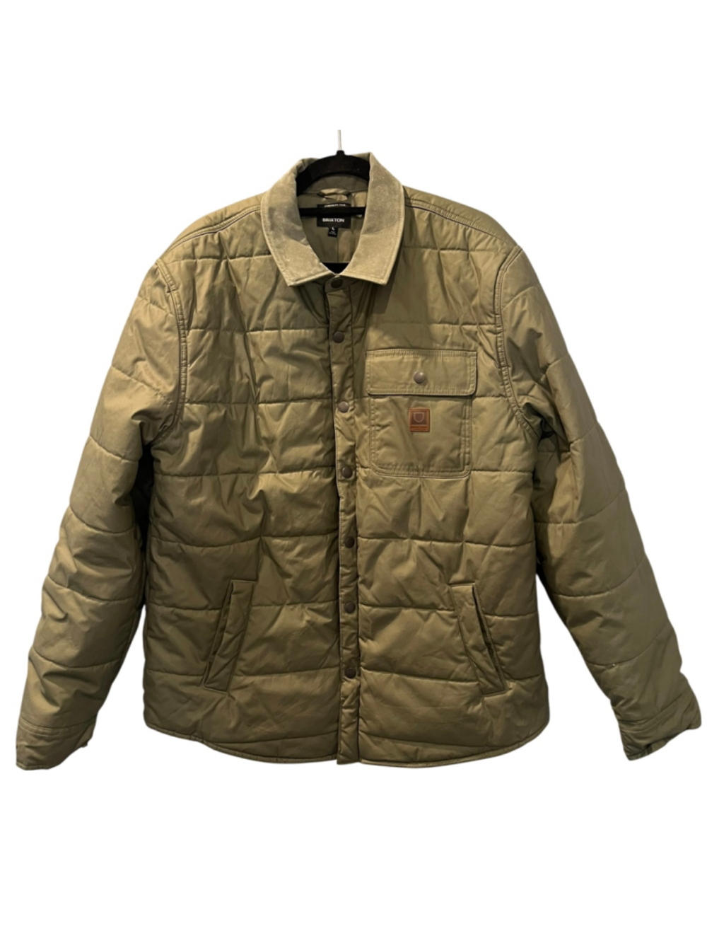 NWT Brixton Cass Waxed Canvas Suede Jacket Olive Surplus Quilted Shacket Large